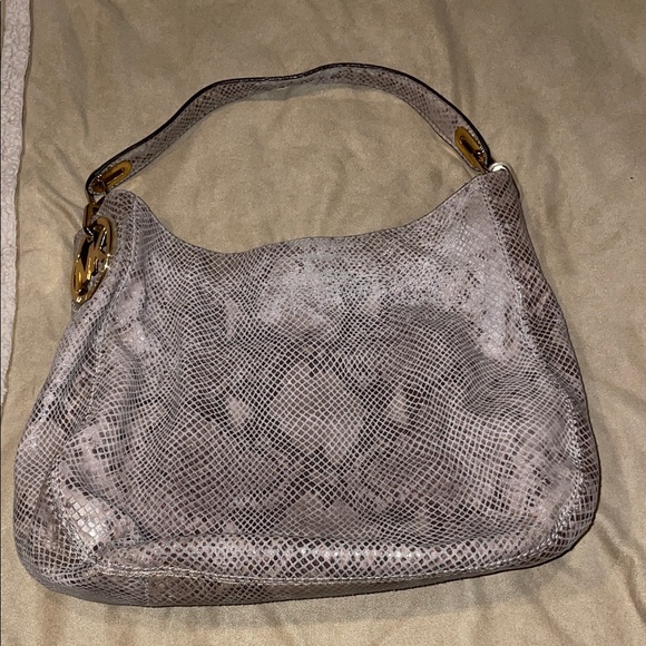 Michael Kors Gray Snakeskin Hobo Bag - Picture 1 of 9